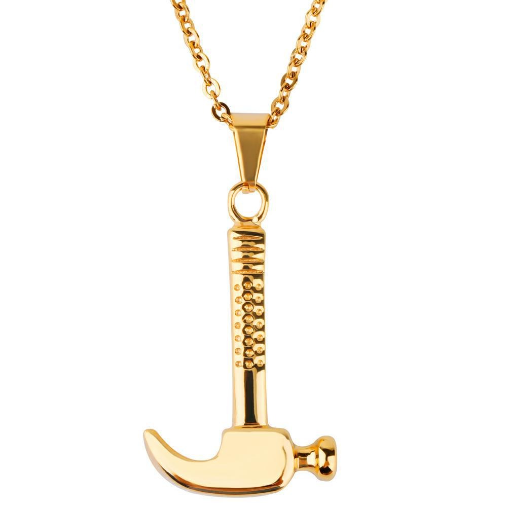 Kemstone Hammer Pendant Necklace for Men Titanium Steel Vintage TN0093