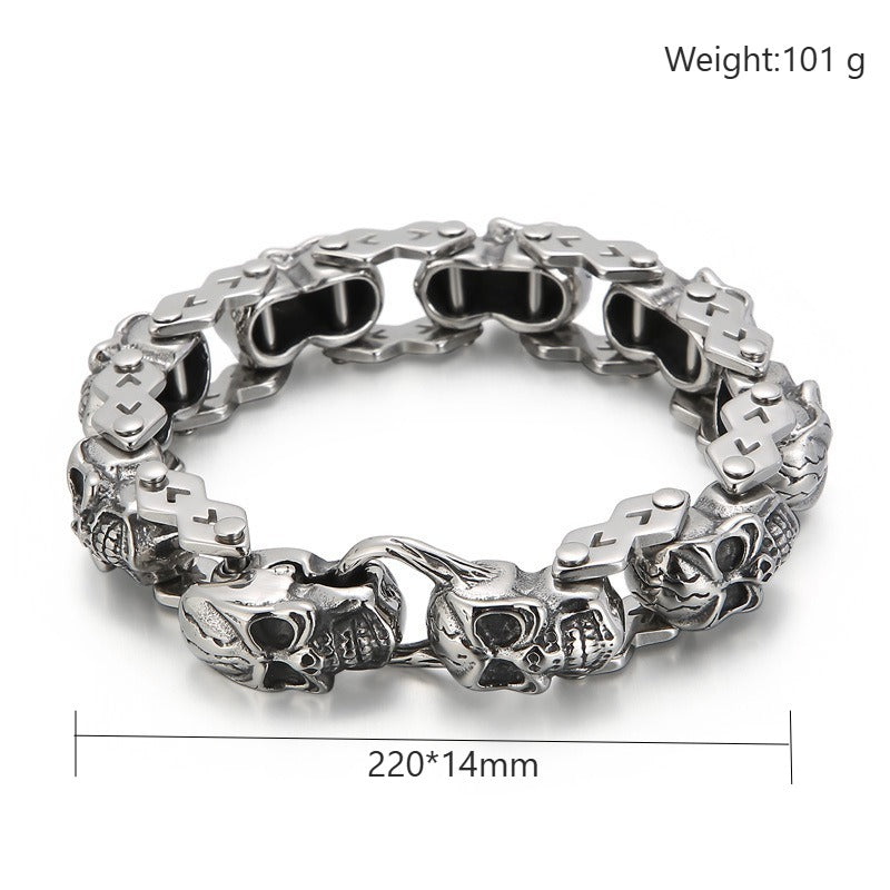 Kemstone Titanium Steel Skull Bracelet for Men – Punk Floral Design KB148349-KJX