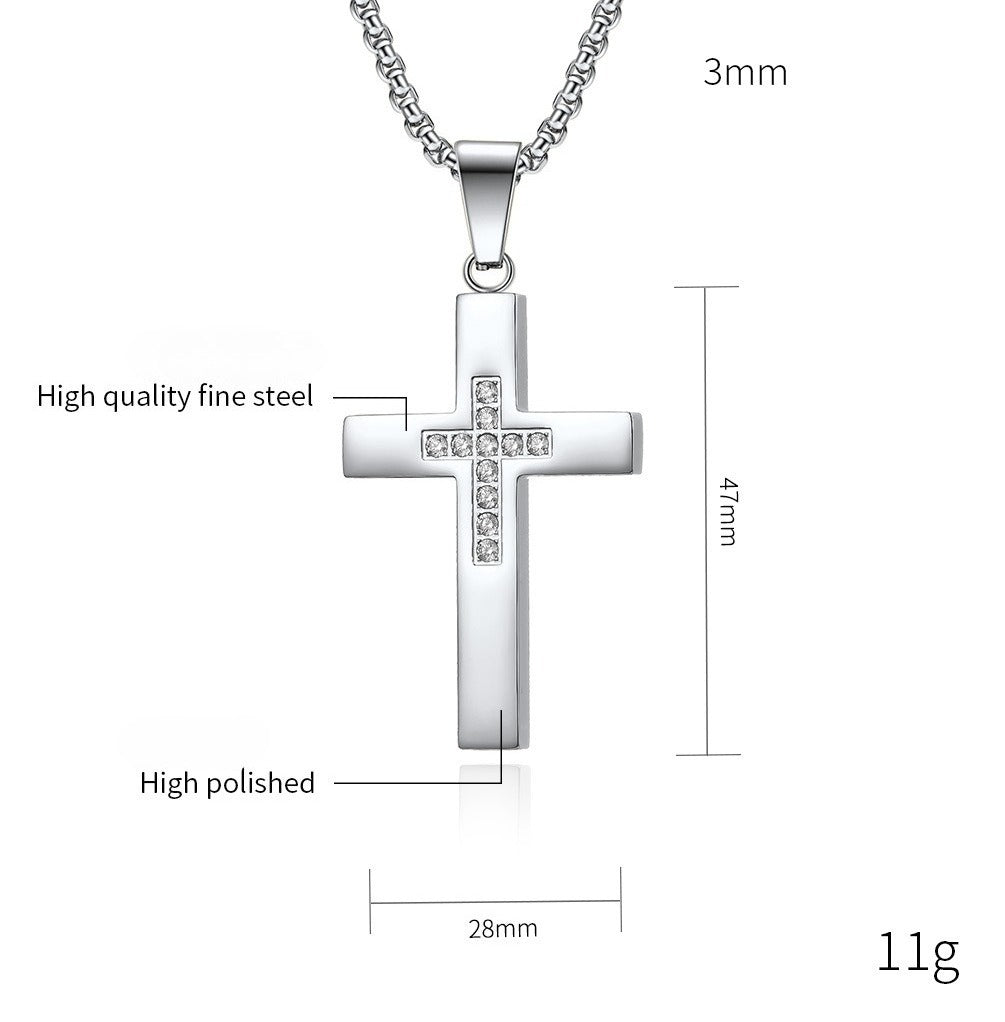 Kemstone Stainless Steel Cross Pendant Necklace for Men & Women K-PT415