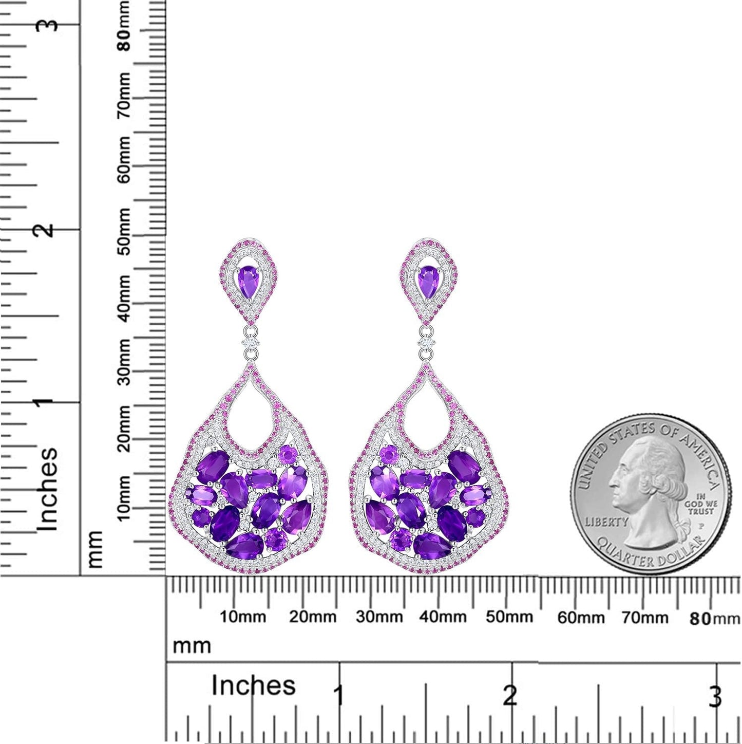 Pendientes colgantes de amatista natural de diseño original hechos a mano de Kemstone, joyería de plata de ley 925 para mujer, K24130S