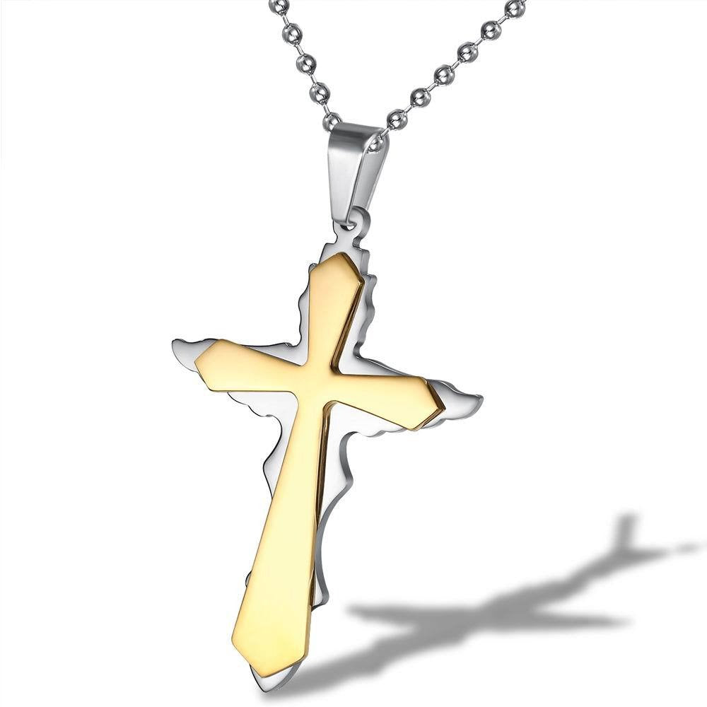 Kemstone Layered Cross Necklace for Men Stainless Steel TN0136