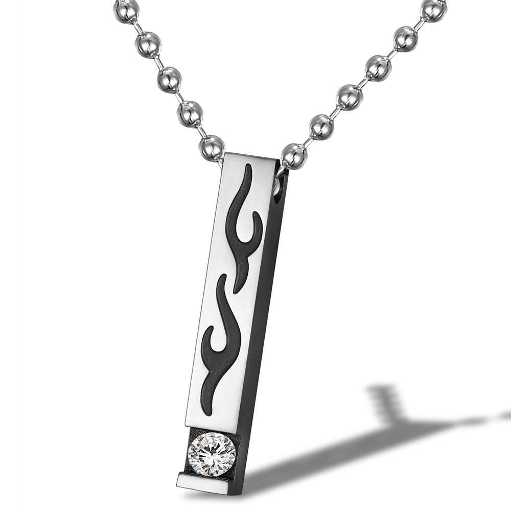 Kemstone Flame Bar Necklace for Men & Women Stainless Steel TN0137