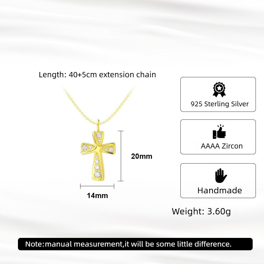 Kemstone 925 Sterling Silver Cross Pendant Necklace for Women Cubic Zirconia SN332