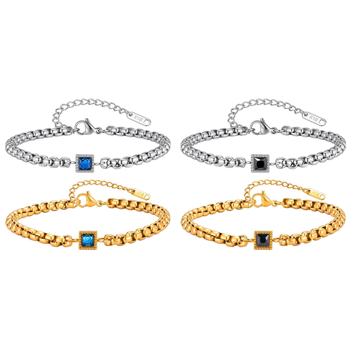 Kemstone Stainless Steel Square Cubic Zirconia Bracelet for Men BR-3204