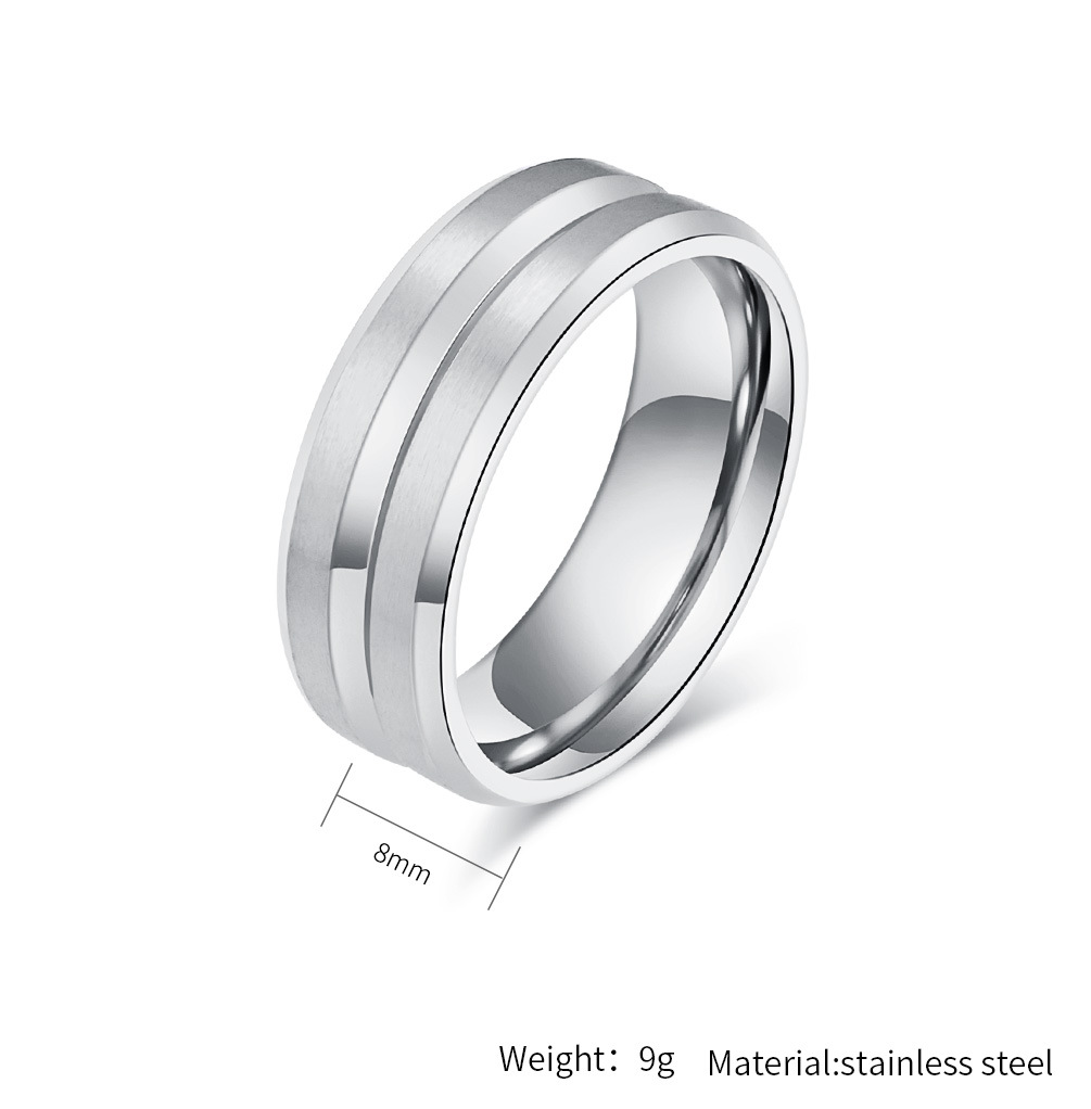 Kemstone Stainless Steel Brushed Grooved Ring for Men & Women K-R786