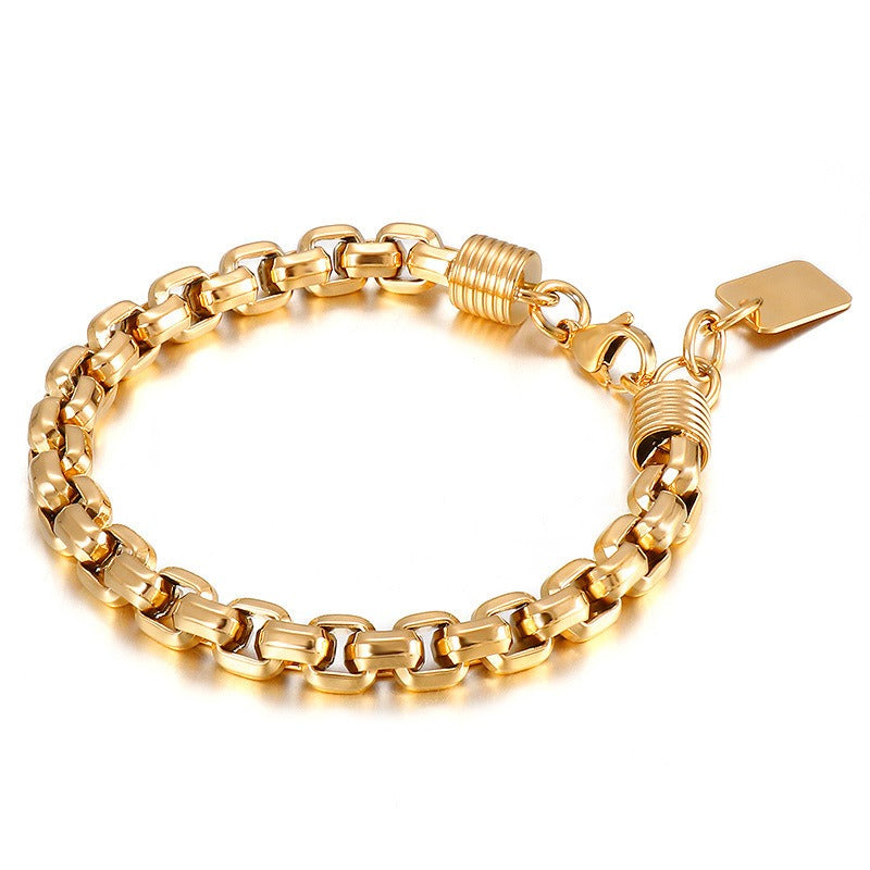 Kemstone Titanium Steel Box Link Bracelet for Men Square Chain Punk Gold Silver Black KB138817-KFC