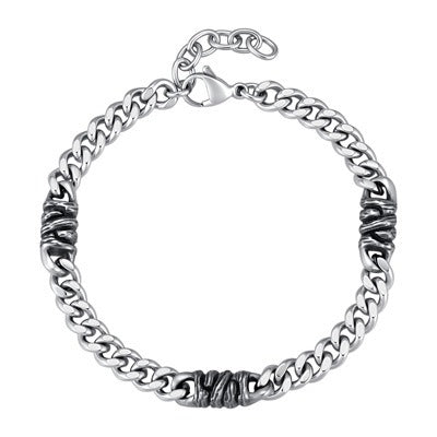 Kemstone Curb Chain Bracelet for Men Stainless Steel Textured Links BR-3280