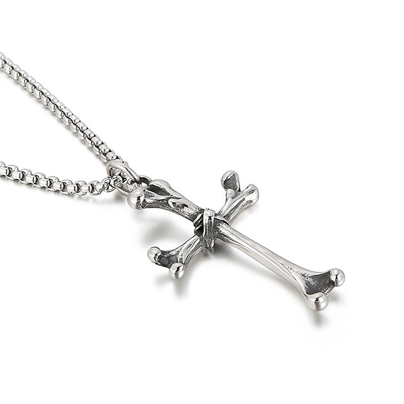 Kemstone Titanium Steel Bone Cross Necklace for Men Gothic KP97633