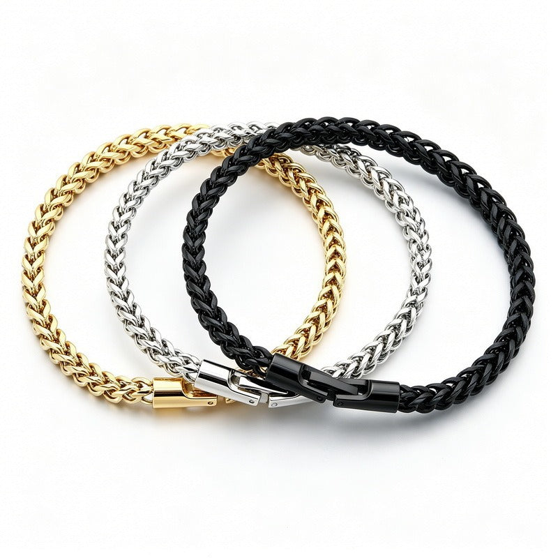 Kemstone Titanium Steel Braided Chain Bracelet for Men Textured Woven Link KB214403-KFC