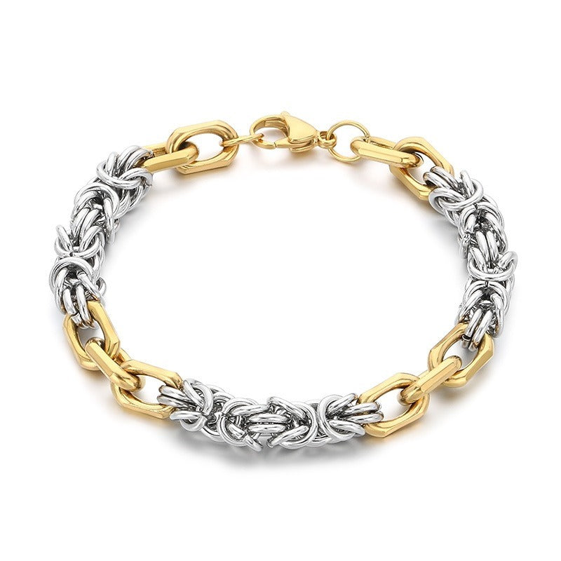 Kemston Braided Bracelet for Men Titanium Steel Handmade Chain Hip Hop Wristband KB186475-Z