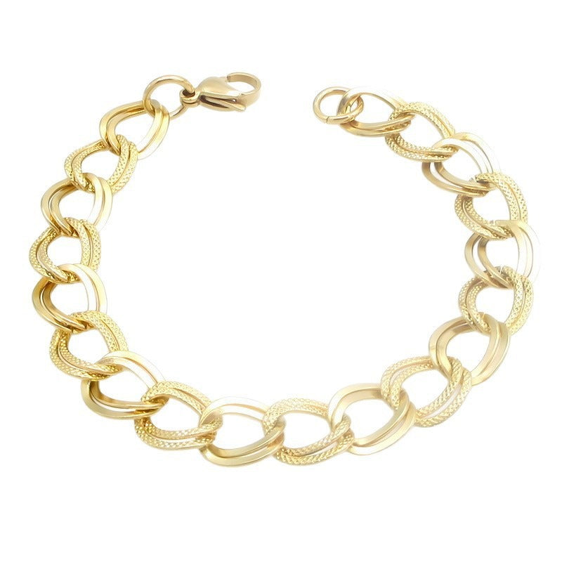 Kemstone Stainless Steel Textured Link Bracelet for Men KB213892-NJ