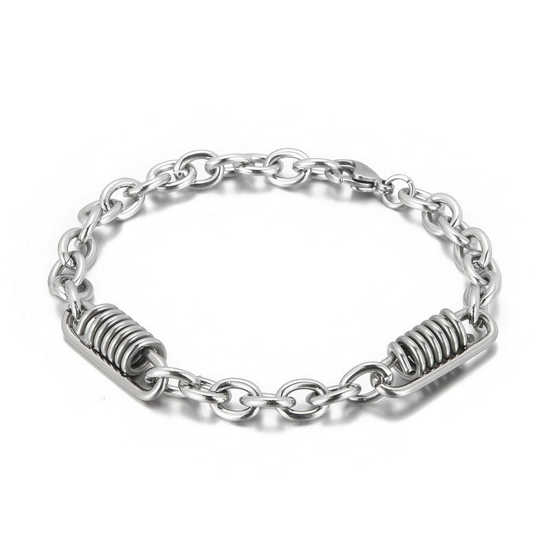Kemstone Titanium Steel Coil Curb Chain Bracelet for Men KB146635-KLHQ