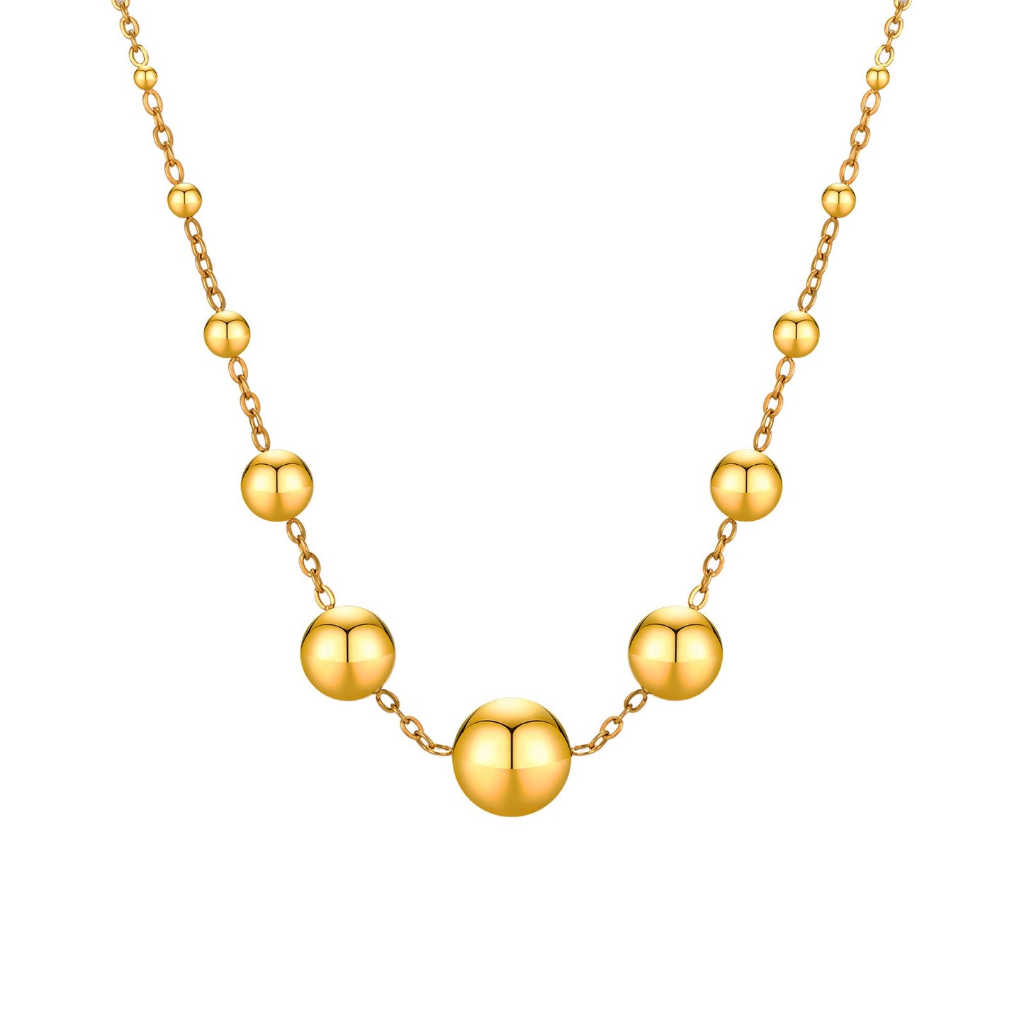 Elegante collar de acero inoxidable con esfera dorada para mujer NC-1945