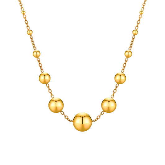 Elegante collar de acero inoxidable con esfera dorada para mujer NC-1945