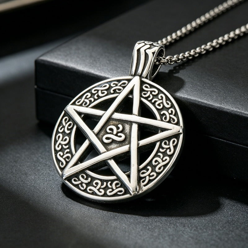 Kemstone Blue Eye Crescent Moon Pendant Necklace for Men Stainless Steel KP118498-LU