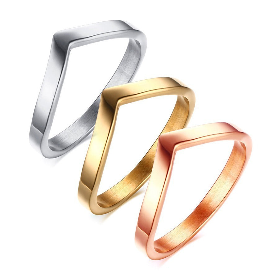 V-Edge Steel Ring – Gold-Plated Power Symbol with Zircon Grit R-665