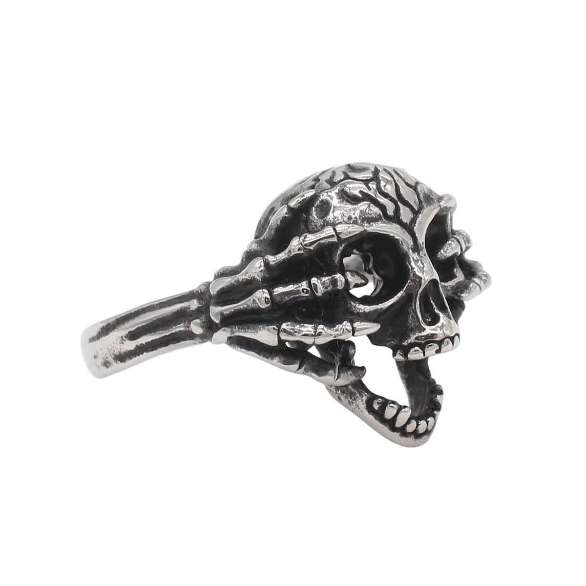 Kemstone Skull Face Ring for Men Titanium Steel Gothic Vintage R1934