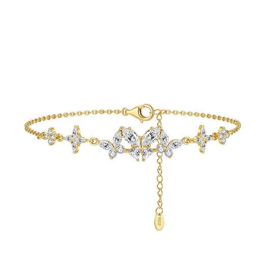 Kemstone 925 Sterling Silver Moissanite Cross Charm Bracelet for Women MOB09