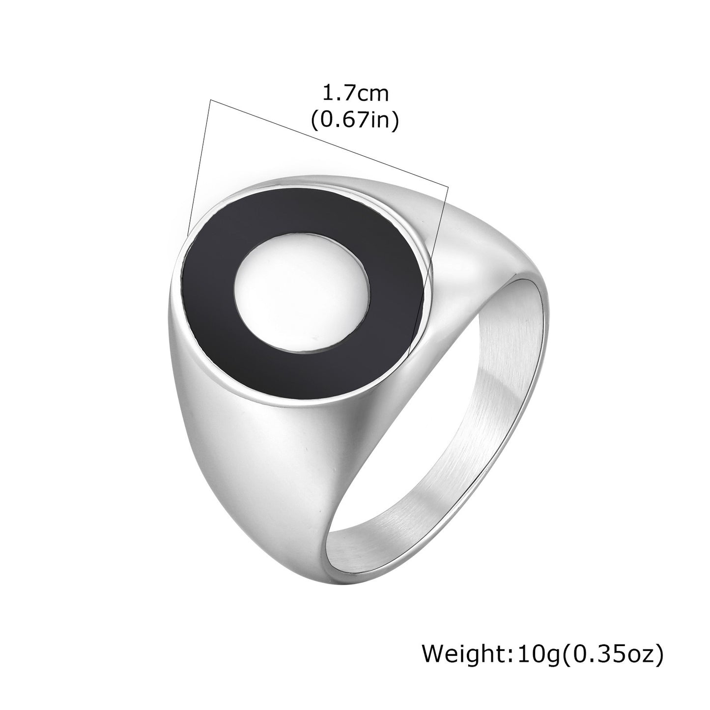 Kemstone Stainless Steel Oval Signet Ring with Black Enamel RC-948