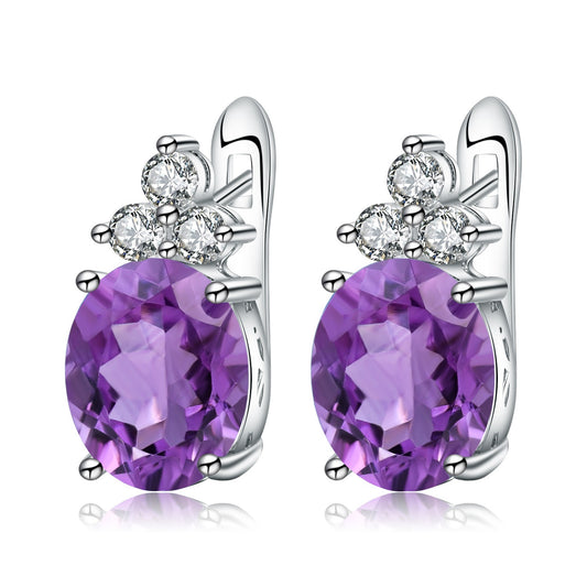 Kemstone Natural Amethyst (2.60Ct)/Sky Blue Topaz (3.47Ct)/Citrine (2.60Ct) Earrings S925 Sterling Silver Drop Earrings