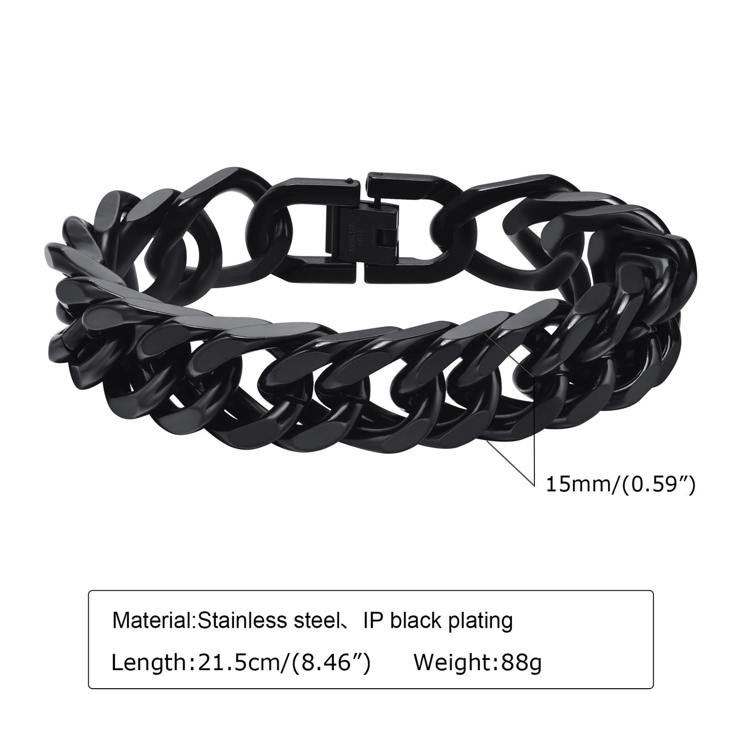 Kemstone 15mm Titanium Steel Double-Woven Polished Handmade Men's Bracelet BR-1369