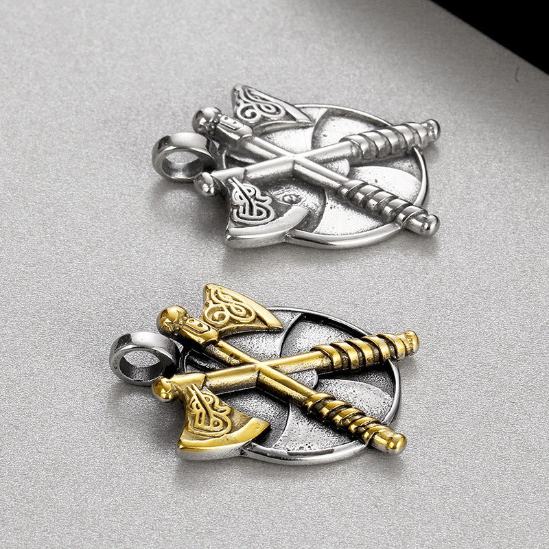 Kemstone Men’s Titanium Steel Viking Double Axe Pendant Necklace KP130637