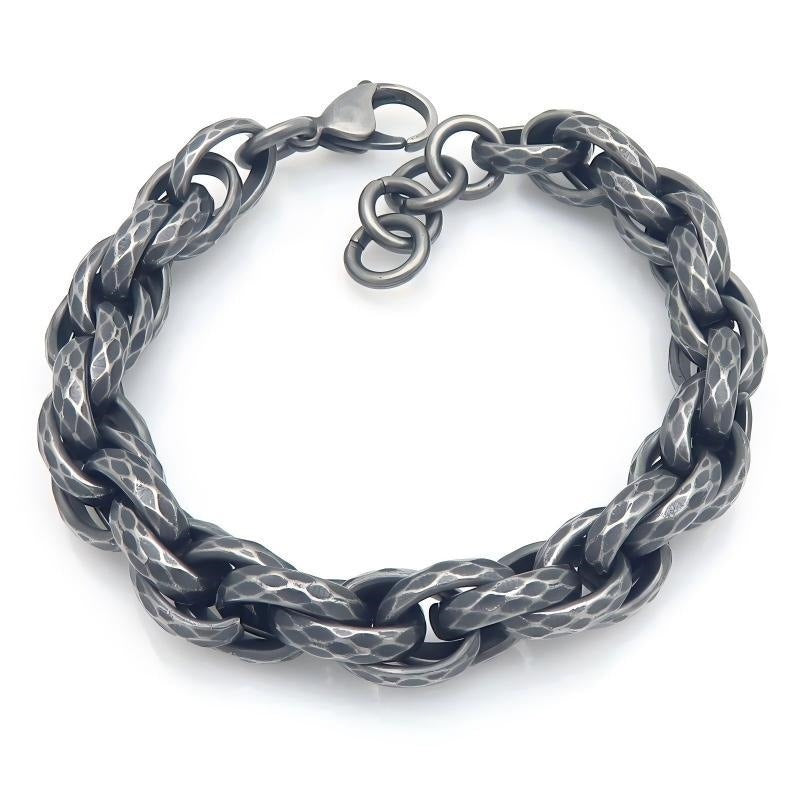 Kemstone Titanium Steel Twisted Chain Bracelet for Men Hammered Texture 11mm KB215659-KFC