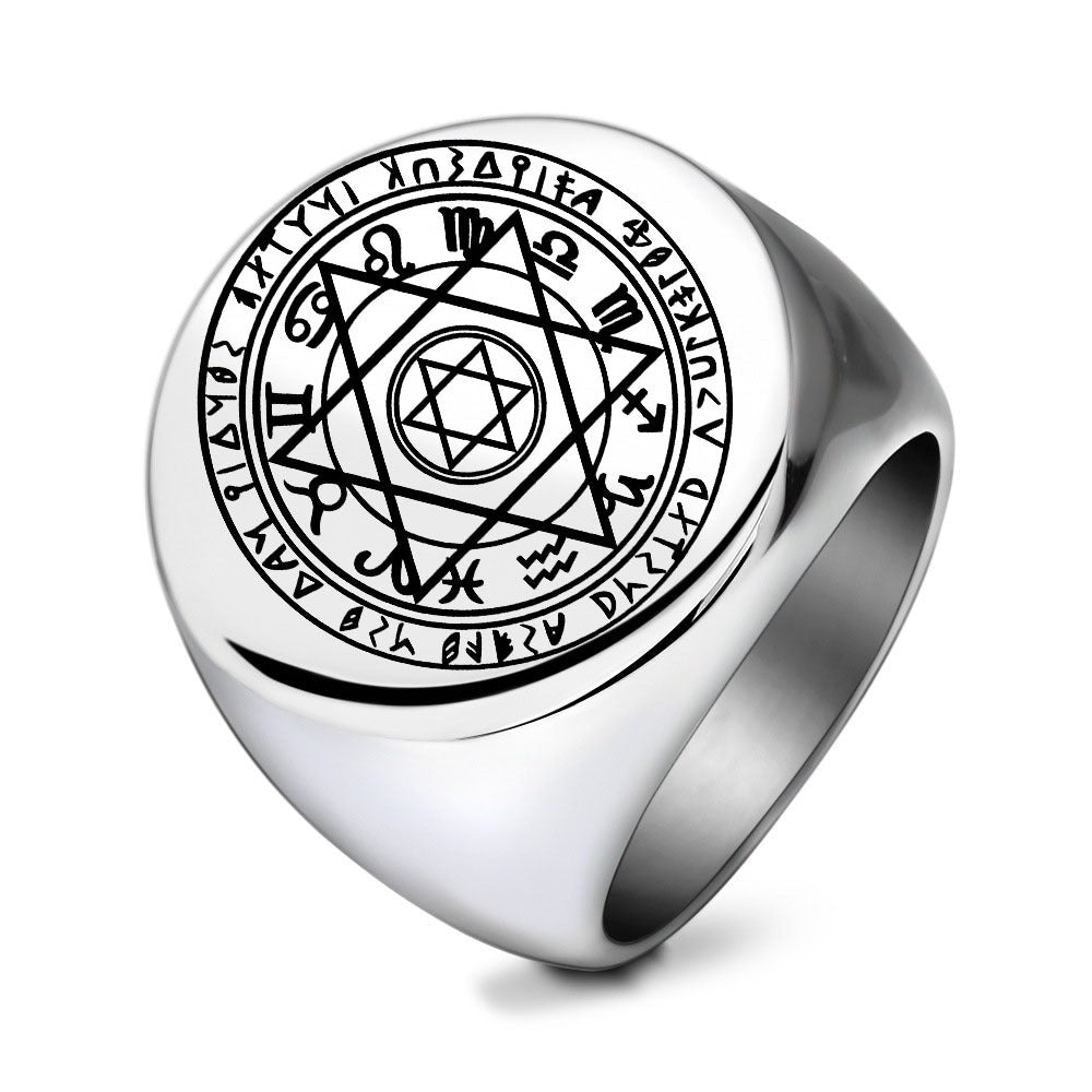 Kemstone Stainless Steel Hexagram Star Signet Ring for Men 22MM K-R1080