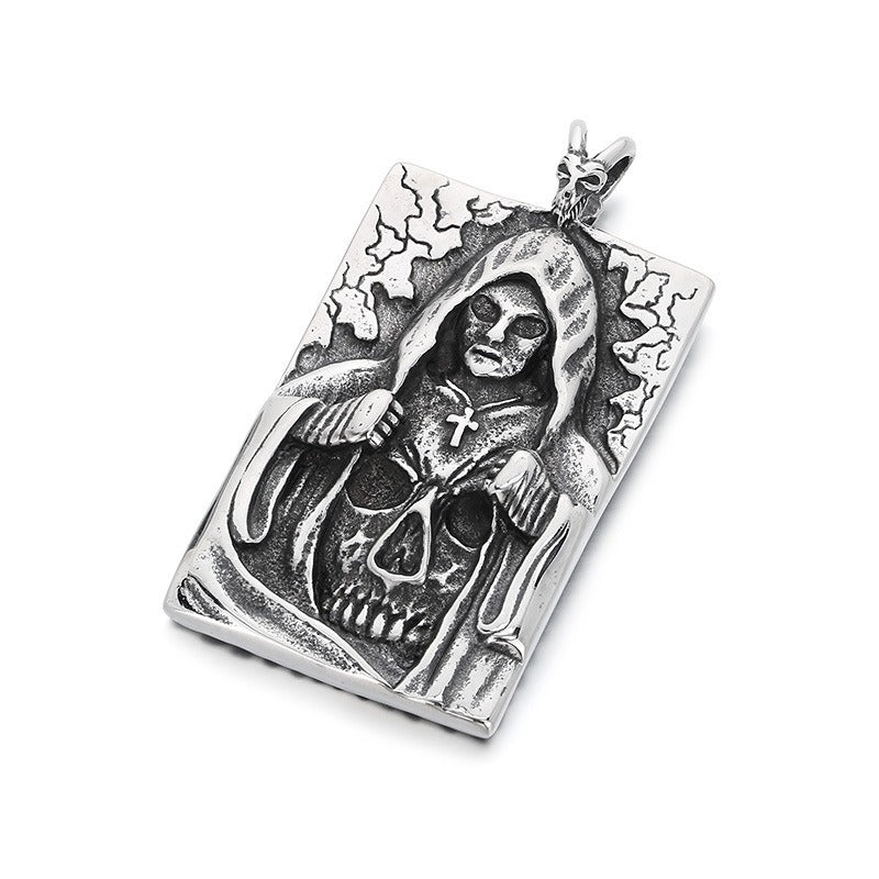 Kemstone Skull Pendant Necklace for Men Titanium Steel Vintage Claw Detail Relief KP48370-BD