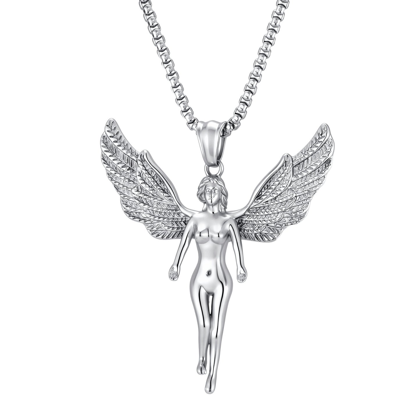 Kemstone Stainless Steel Winged Figure Necklace for Men Vintage Streetwear PN-2414