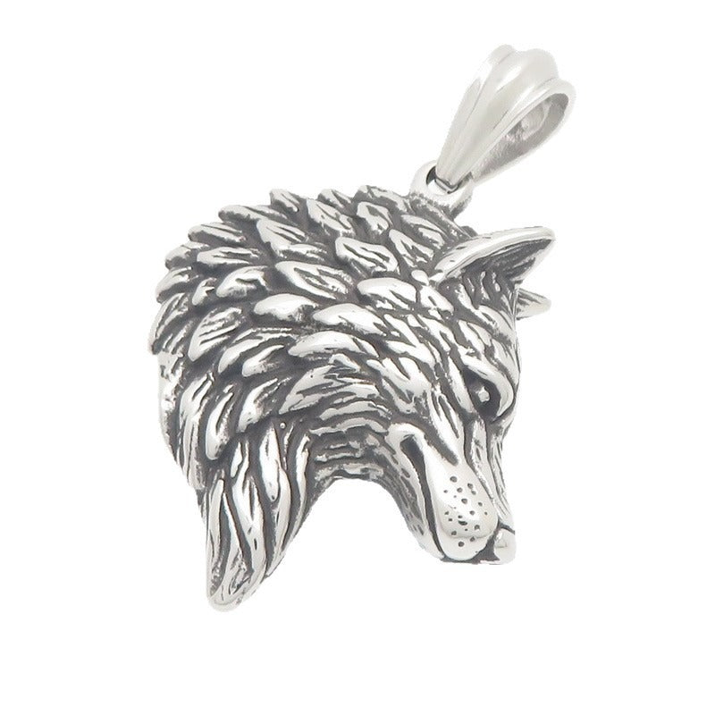 Kemstone Titanium Steel Wolf Head Pendant Necklace for Men Vintage Animal Charm KP117150-KJX