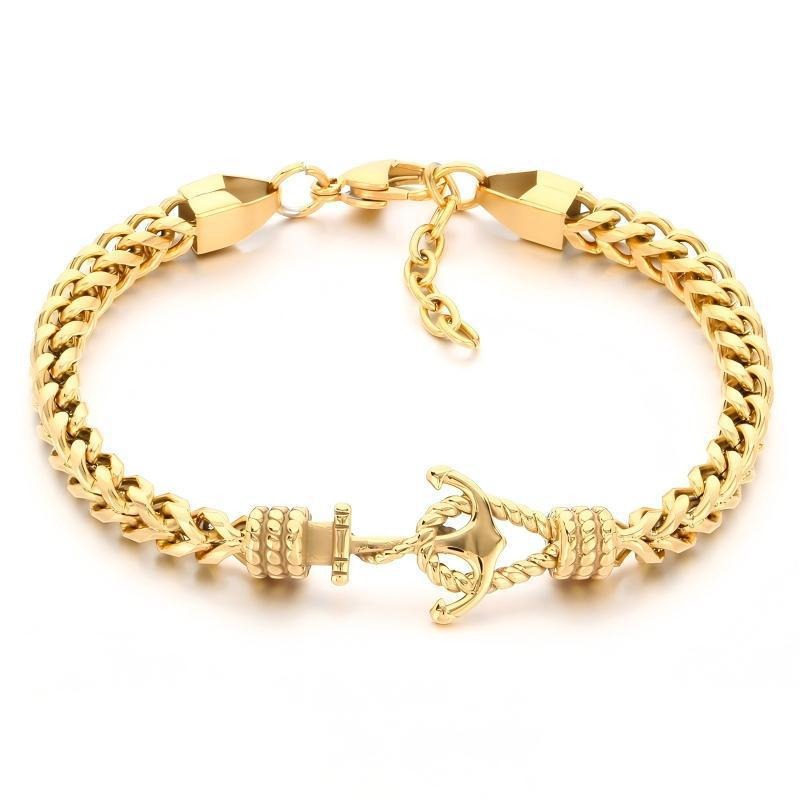 Kemston Anchor Chain Bracelet for Men Titanium Steel Curb Link Nautical KB215363-KFC