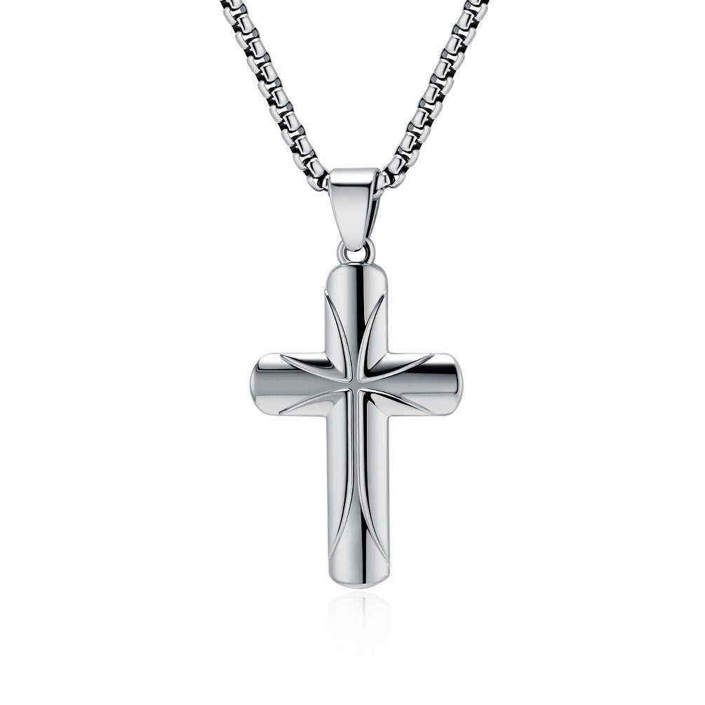 Kemstone Stainless Steel Minimal Cross Pendant Necklace for Men K-PT622