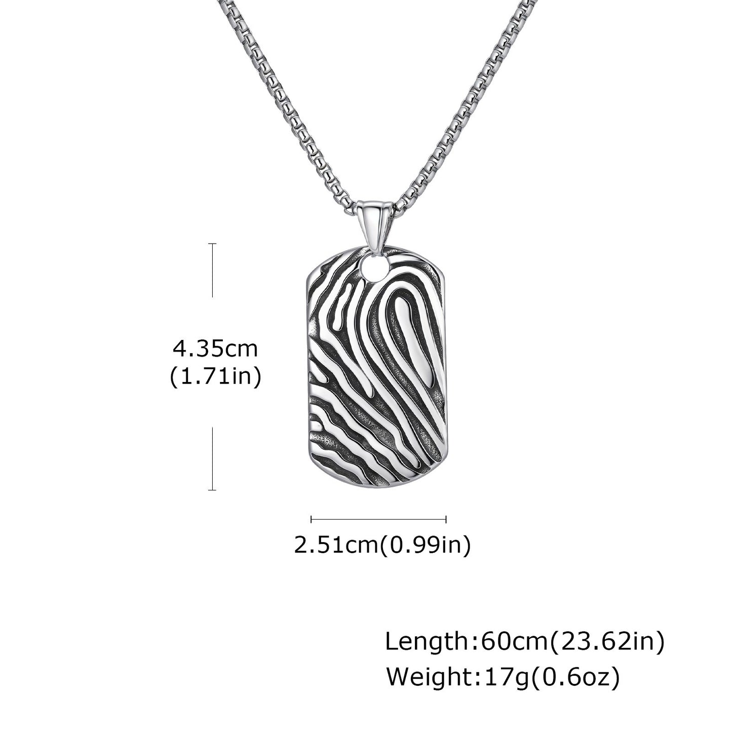 Kemstone Stainless Steel Hill Pattern Pendant Necklace for Men – Silver PN-2243