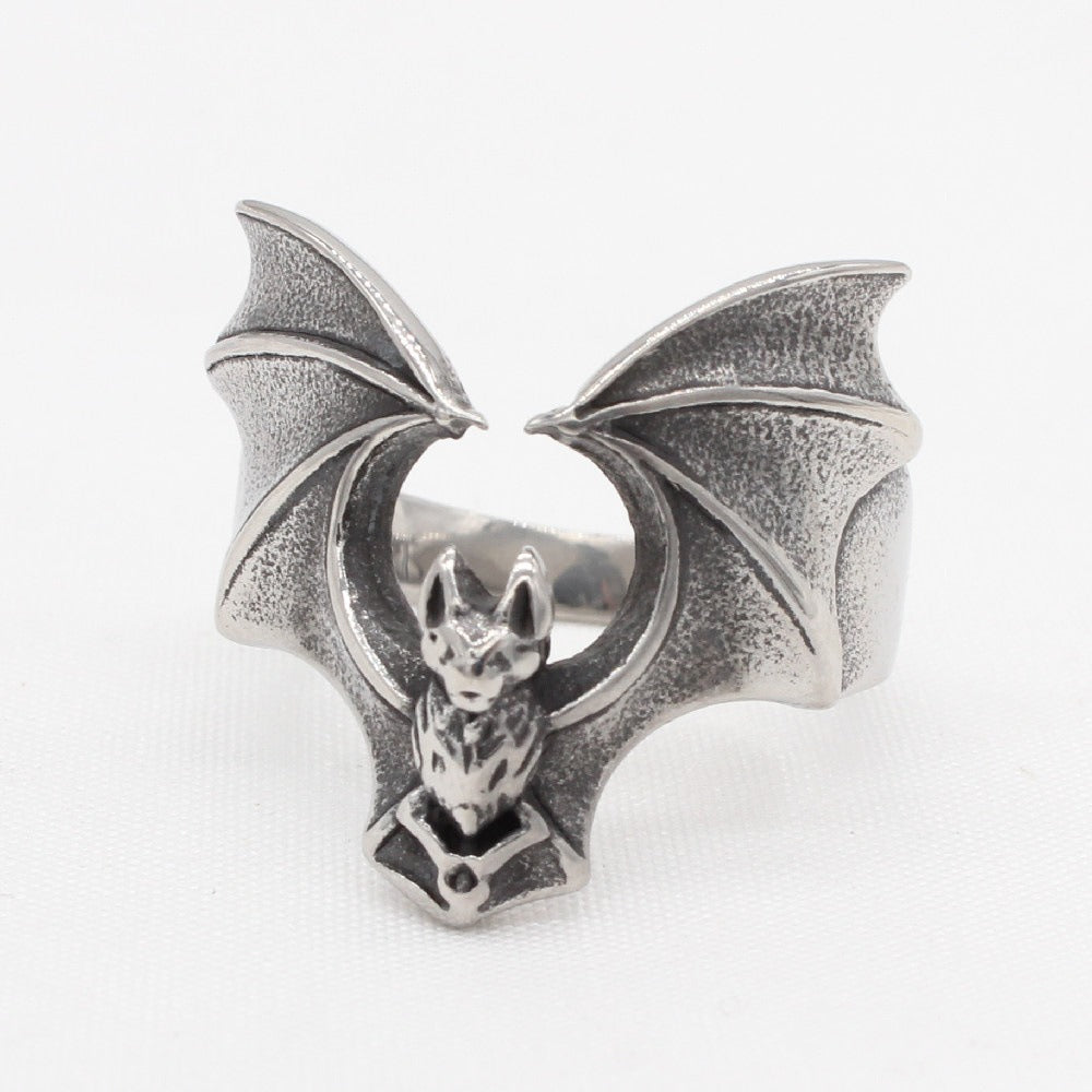 Kemstone Vintage Bat Design Titanium Steel Ring for Men – Gothic Style R1624