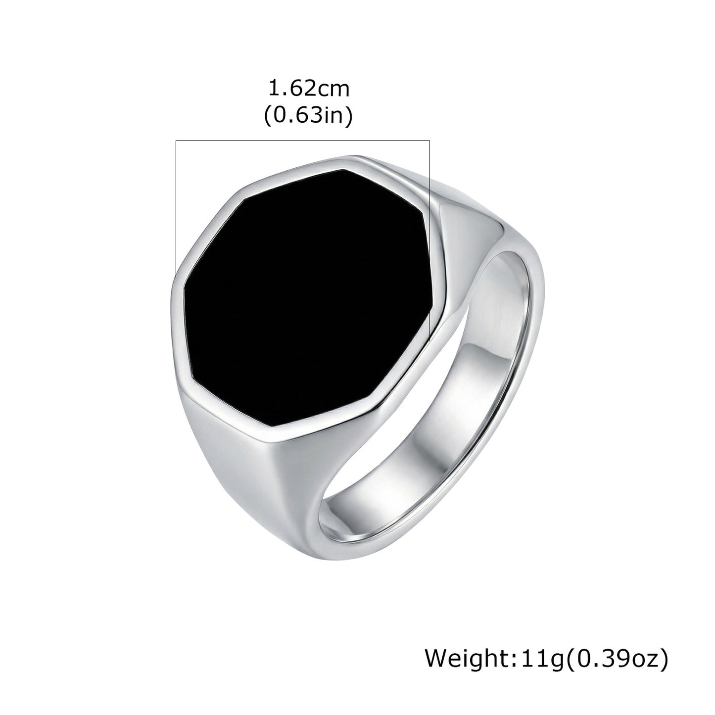 Kemstone Stainless Steel Punk Hexagonal Black Resin Ring for Men C-1088