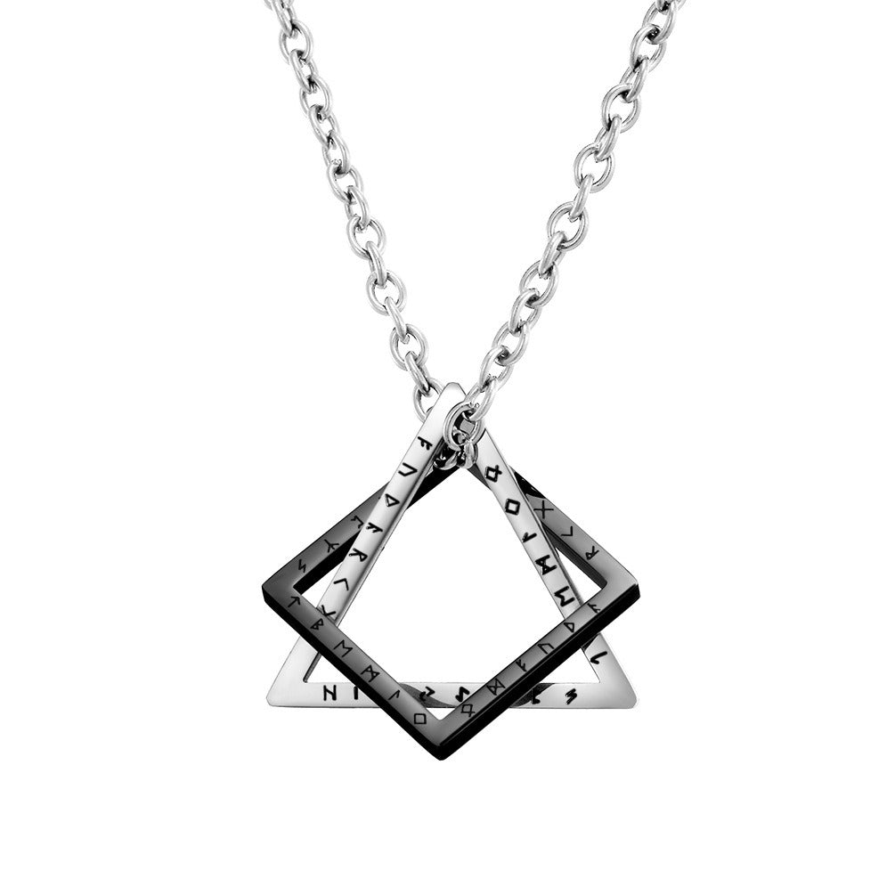Kemstone Triangle Square Geometric Necklace for Men Stainless Steel K-PT580