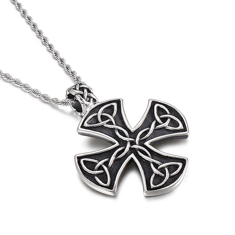 Kemstone Celtic Knot Cross Necklace for Men Titanium Steel Vintage KP54651-BD
