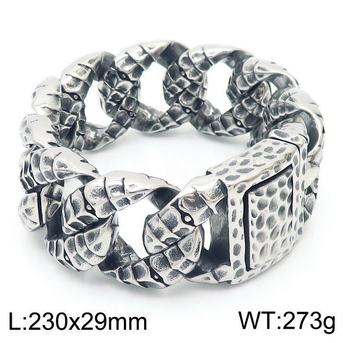 Kemstone Snake Chain Bracelet for Men Titanium Steel Snake Scale Link Design KB165138-KJX