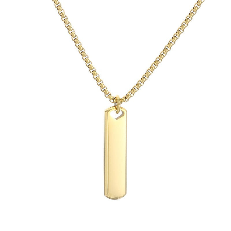 Kemston Slim Rectangular Bar Pendant Necklace for Men Geometric Silver Gold Black KN285569-KFC