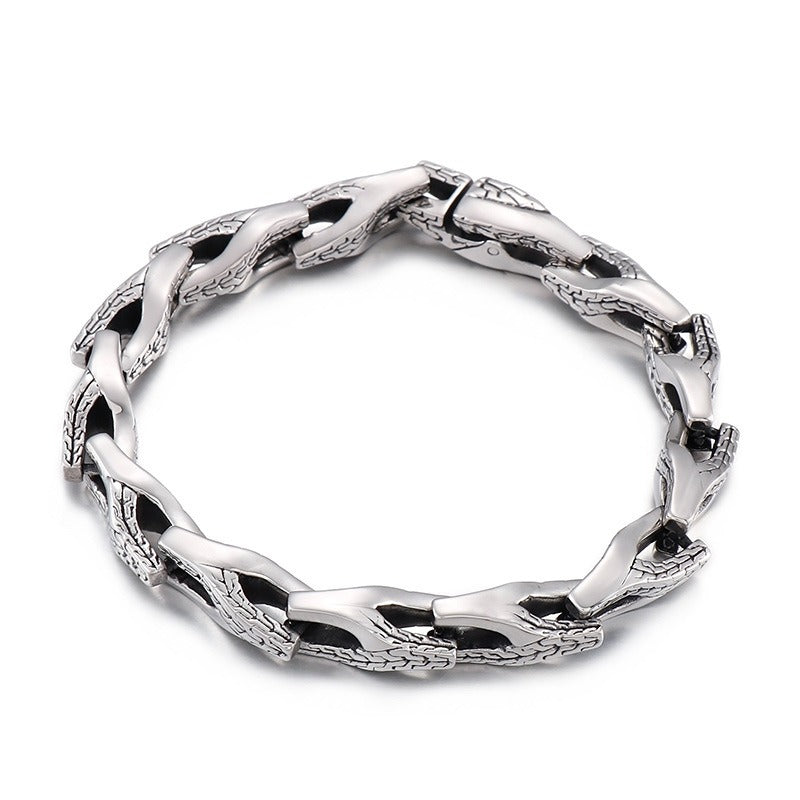 Kemstone Titanium Steel Snake Bone Bracelet & Necklace – Articulated Chain Style for Men KB152068-KJX