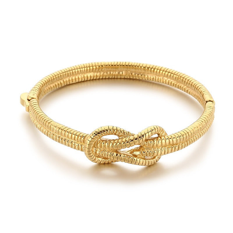 Kemstone Titanium Steel Ribbed Knot Bangle for Men KB202407-KJX