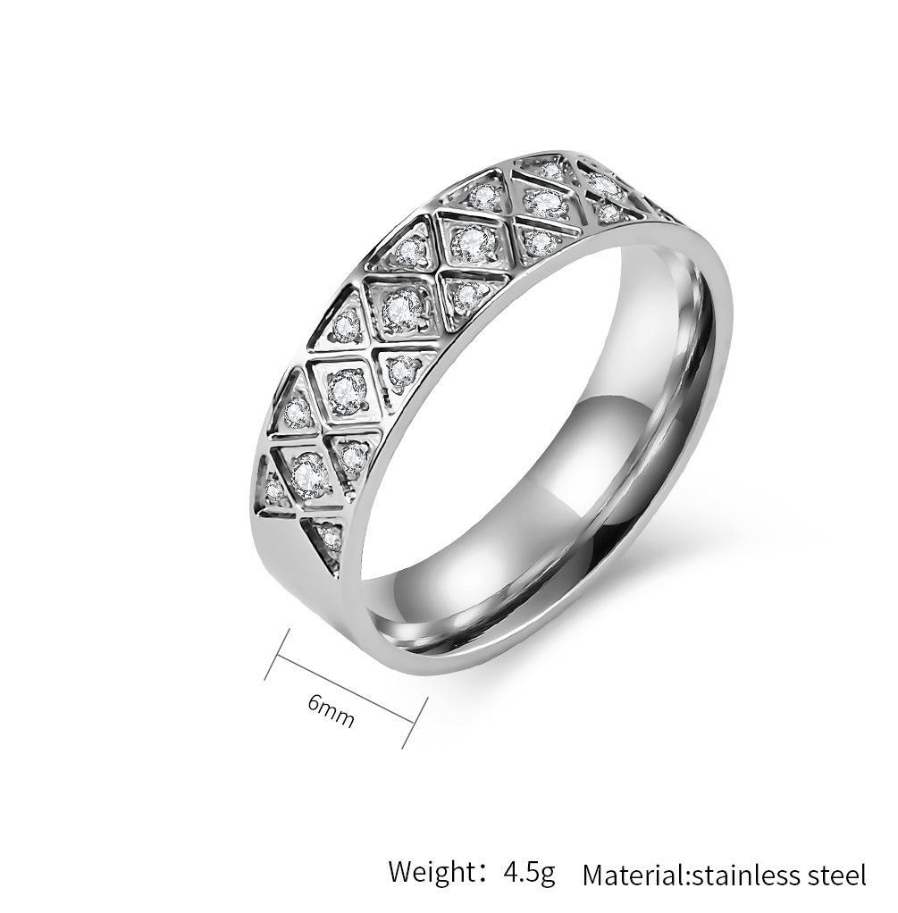 Kemstone Stainless Steel Lattice Cubic Zirconia Ring for Men & Women K-R733