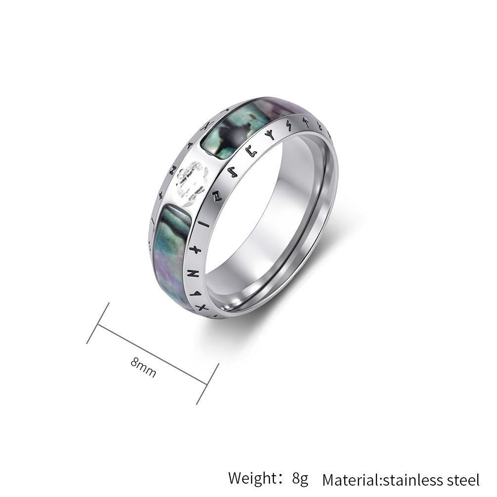 Kemstone Viking Rune Ring for Men Stainless Steel Tree of Life Engraved Band K-R1211
