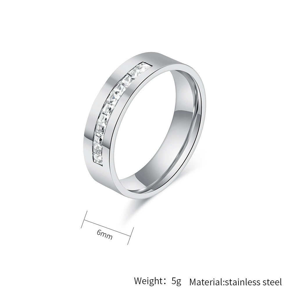 Titanium Steel Square Diamond Ring – Minimalist Power Jewelry for Women on the Move K-R949