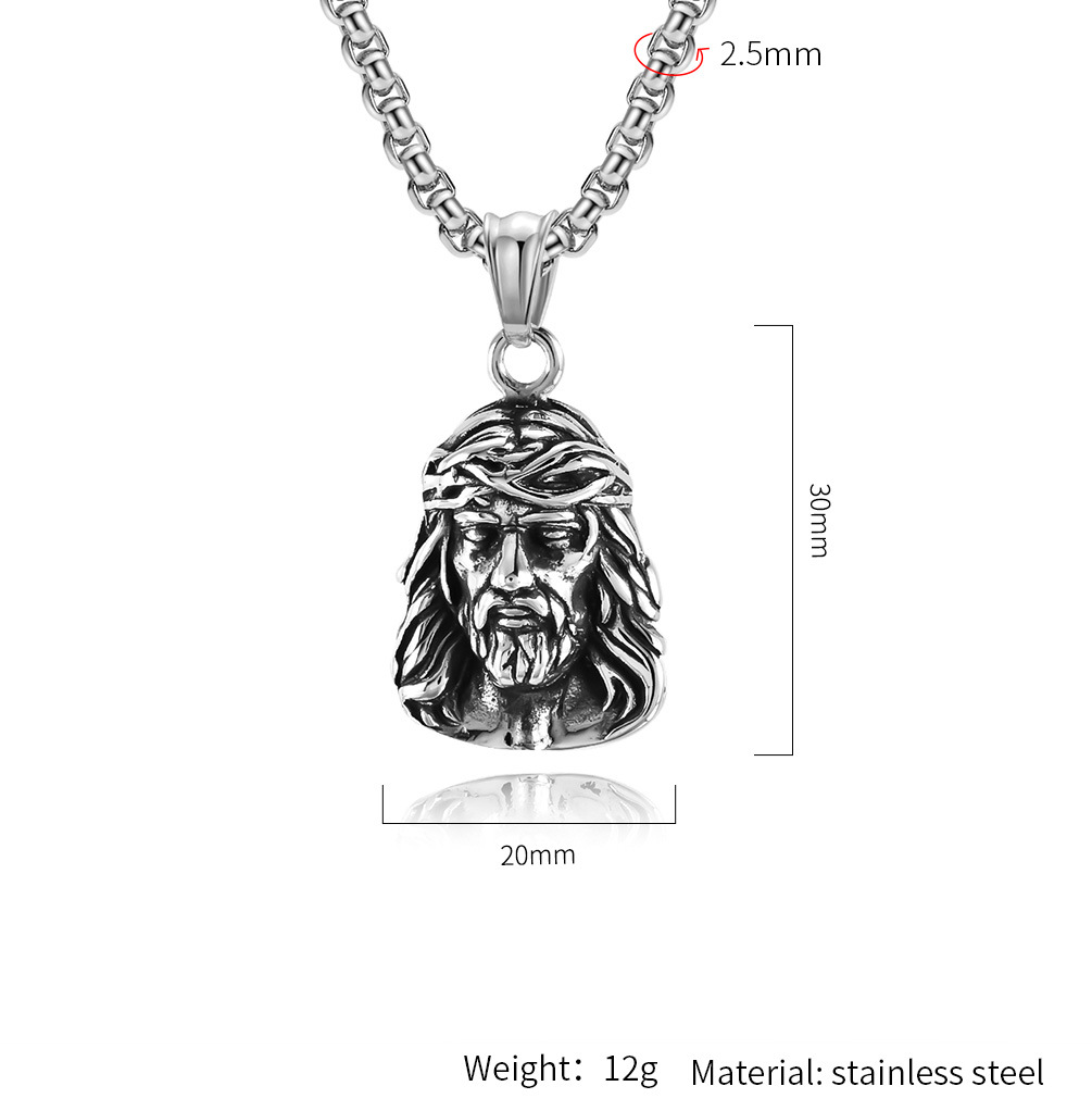 Kemstone Men’s Titanium Steel Portrait Pendant Necklace – Hip-Hop Style K-PT521