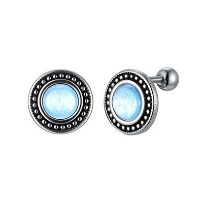 Kemstone Stainless Steel Blue Resin Stud Earrings for Men – Silver ES-769