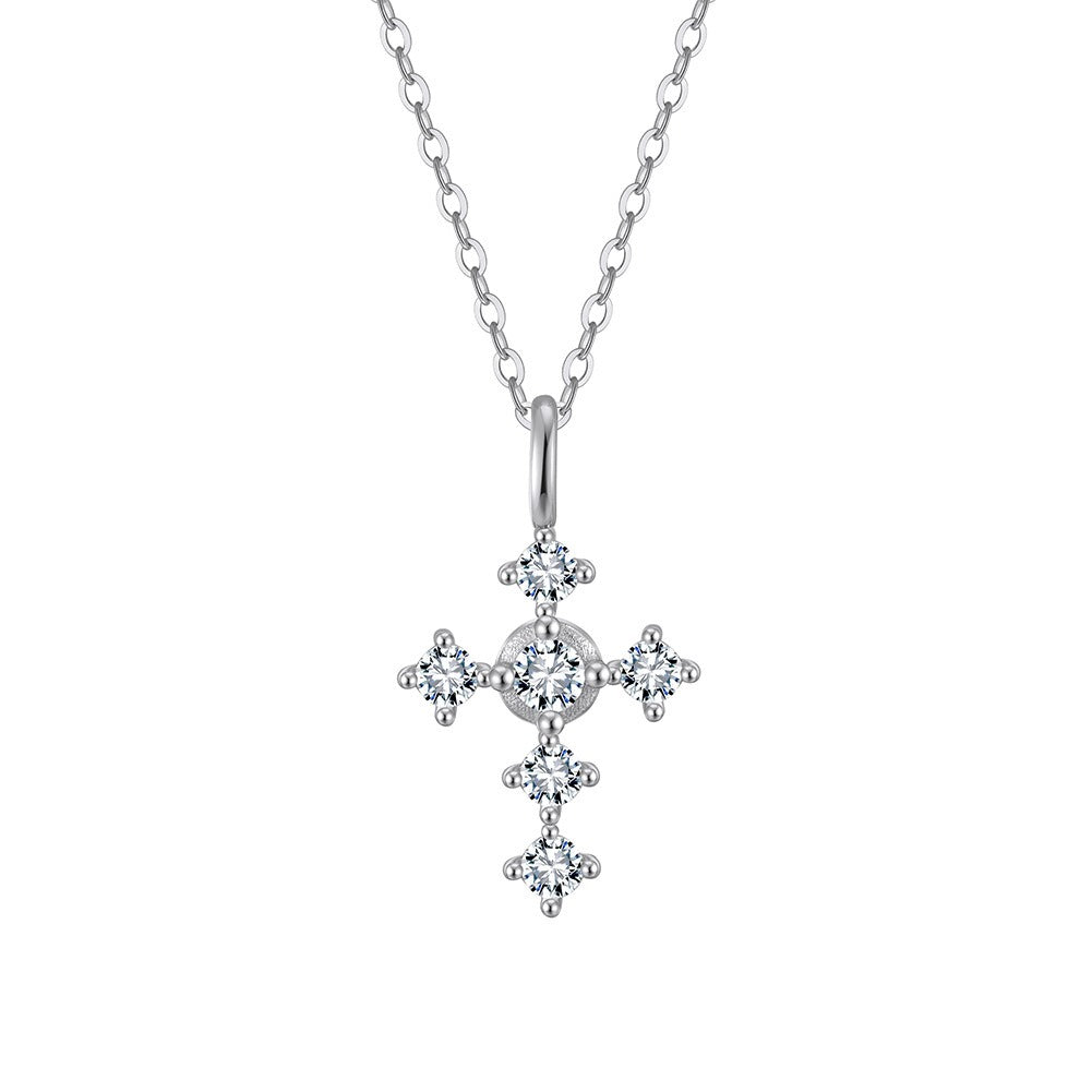 Kemstone 925 Sterling Silver Cross Pendant Necklace for Women Cubic Zirconia Gold Silver APN51
