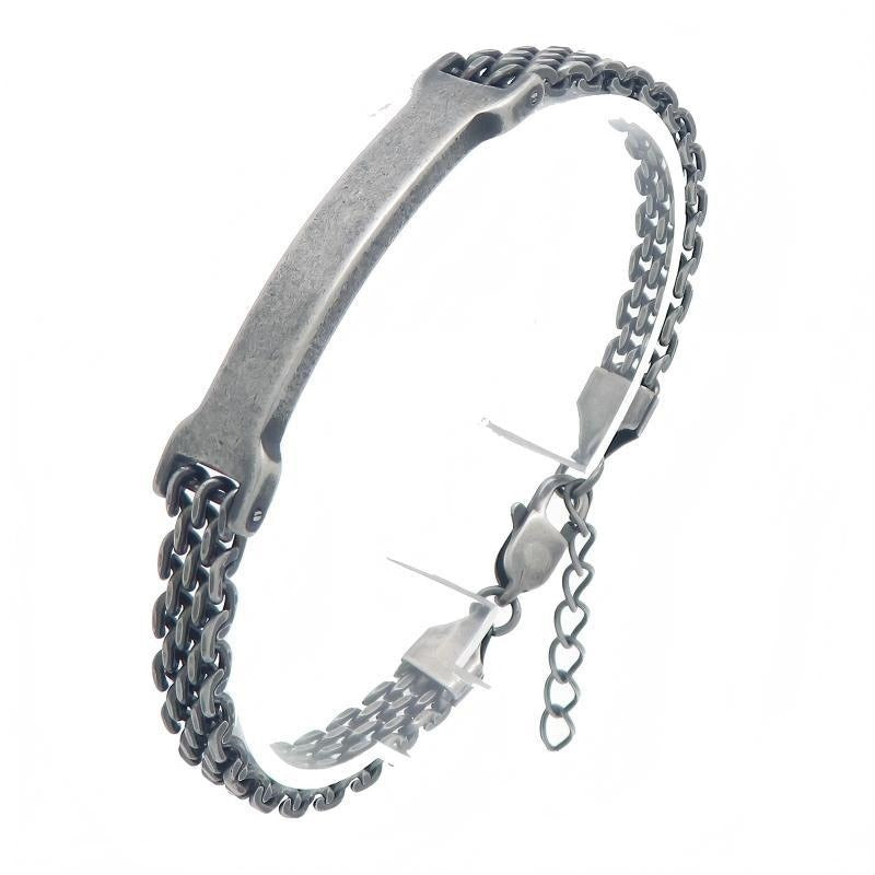 Kemston Titanium Steel Curved Bar Mesh Chain Bracelet for Men Vintage Link Wrist KB213303-KFC
