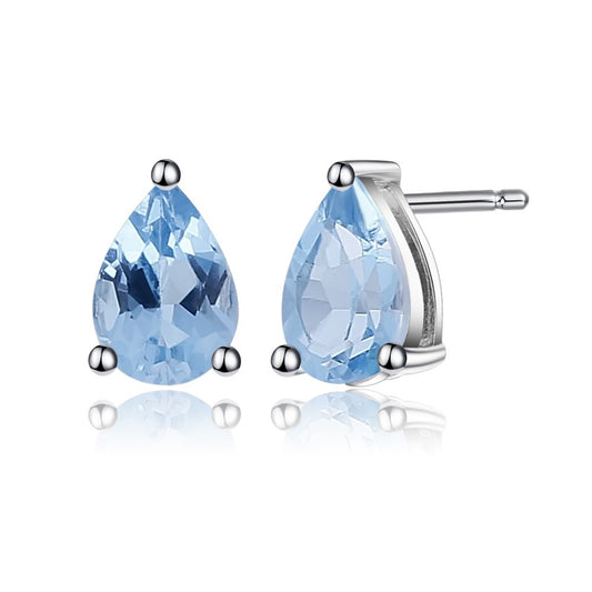 Kemstone Natürliche Amethyst/Blau Topas/Granat Birne Ohrstecker Sterling Silber Ohrringe für Frauen Mädchen 